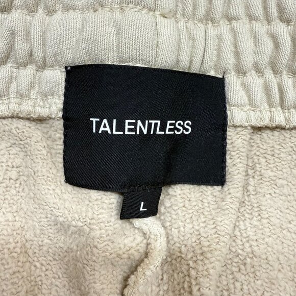 ✅Mens L Talentless Sweatpants Embroidered Logo Ivory/Bone Joggers Y2K Streetwear - Picture 3 of 11